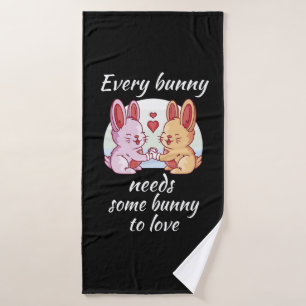 Bunny Couple Love Heart Easter Lovers Bath Towel