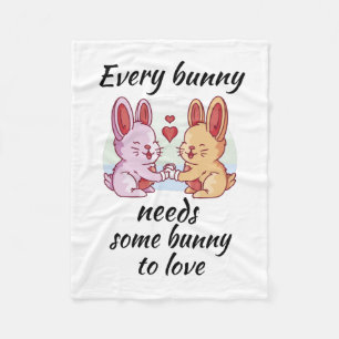 Bunny Couple Love Heart Easter Lovers Fleece Blanket