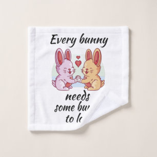 Bunny Couple Love Heart Easter Lovers Wash Cloth