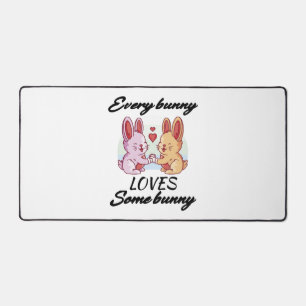 Bunny Couple Love Heart Peace Easter Lovers Desk Mat