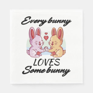Bunny Couple Love Heart Peace Easter Lovers Napkin