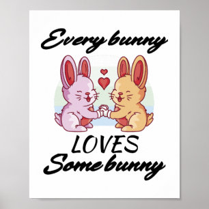 Bunny Couple Love Heart Peace Easter Lovers Poster