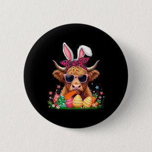 Bunny Cow Bow Tie Eating Carrot Easter Eggs Owner  6 Cm Round Badge