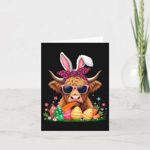 Bunny Cow Bow Tie Eating Carrot Easter Eggs Owner Card