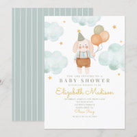 Bunny Cute Pink & Baloons Cloud Baby Shower