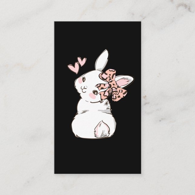Bunny Cute Rabbit Leopard Bow Tie Girls Women Business Card (Front)
