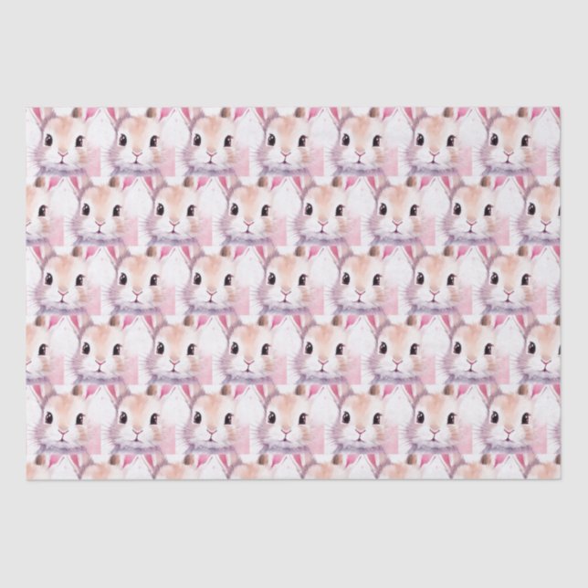 Bunny Cute Watercolor Pink baby shower Tissue Paper (Front)