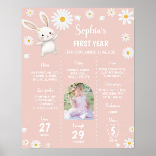 Bunny Daisy 1st Birthday Party Milestone Sign