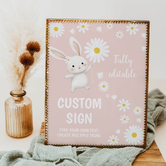 Bunny Daisy First Birthday Custom Sign (Creator Uploaded)