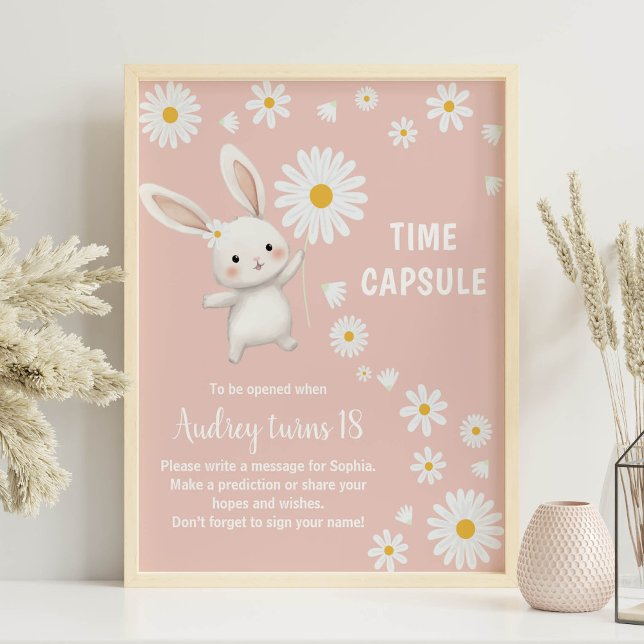 Bunny Daisy First Birthday Time Capsule Sign (Creator Uploaded)