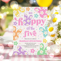 Bunny Daisy Floral Pastel Spring 5th Birthday