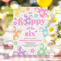 Bunny Daisy Floral Pastel Spring 6th Birthday