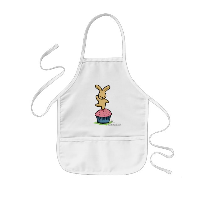 Bunny Dancing on a Cupcake Kids Apron (Front)