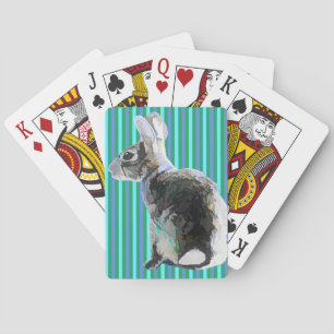 Bunny Design Playing Cards Striped Background
