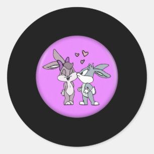 Bunny Detailed Graphic Design Valentine's Day Classic Round Sticker