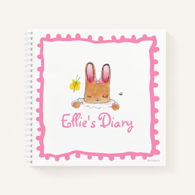 Bunny Diary 8.5" x 8.5" Spiral Notebook (Front)