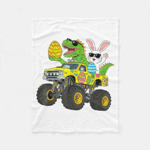 Bunny Dino T-rex Monster Truck Funny Easter Shirts Fleece Blanket