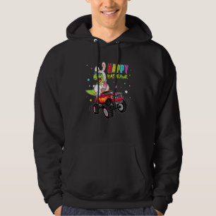 Bunny Dinosaur T Rex Riding Monster Truck Happy Ea Hoodie
