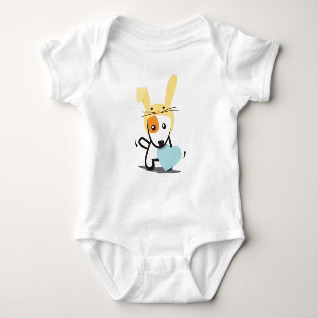 bunny dog for boy baby bodysuit (Front)
