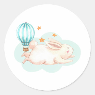 Bunny Dreams blue baby shower Classic Round Sticker