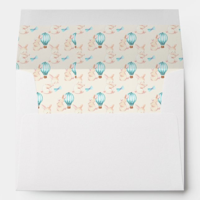 Bunny Dreams blue baby shower Envelope (Back (Bottom))