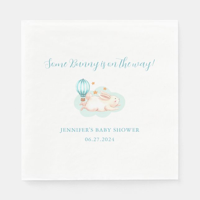 Bunny Dreams blue baby shower Napkin (Front)