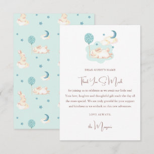 Bunny Dreams Blue Baby Shower Thank You Card