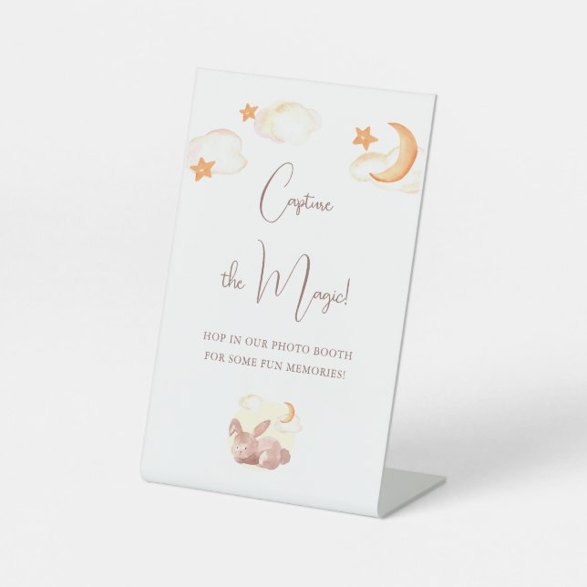 Bunny Dreams Neutral Baby Shower Pedestal Sign (Front)