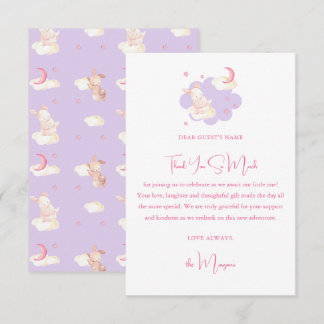 Bunny Dreams Purple Baby Shower  Thank You Card