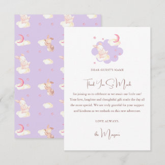 Bunny Dreams Purple Baby Shower Thank You Card