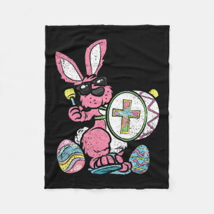 Bunny Drummer Easter Egg Hunting Spring Rabbit Jes Fleece Blanket