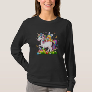 Bunny Duck Ridding Unicorn Easter Hunting Colourfu T-Shirt