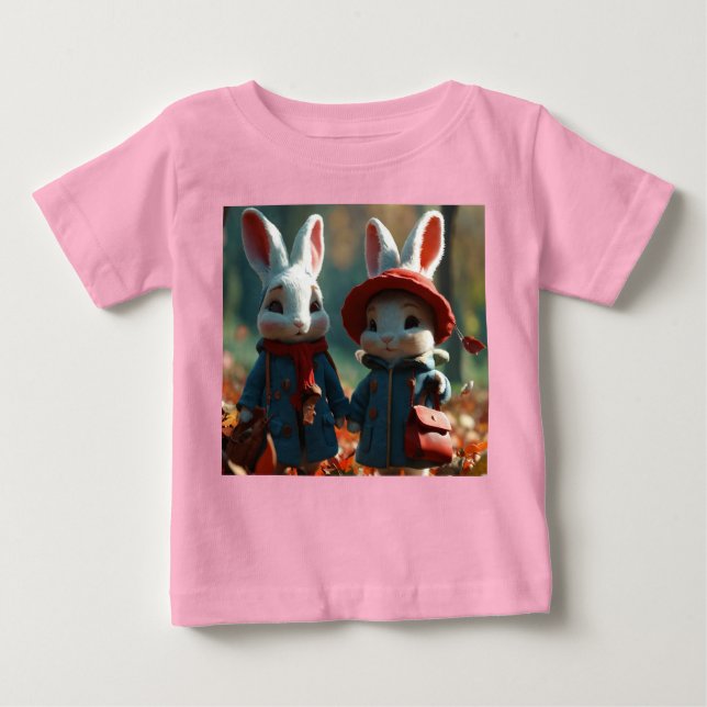 Bunny Duo in Pixar Style Baby Tee (Front)