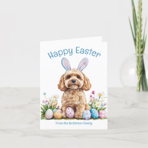 Bunny Ear Cockapoo Dog Funny Easter Holiday Card