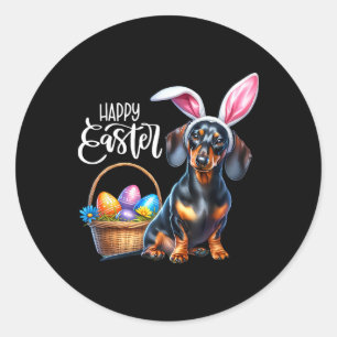 Bunny Ear Dachshund Dog Easter Eggs Happy Easter D Classic Round Sticker