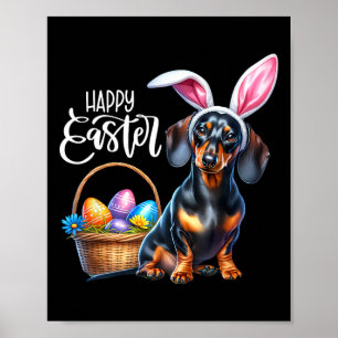 Bunny Ear Dachshund Dog Easter Eggs Happy Easter D Poster