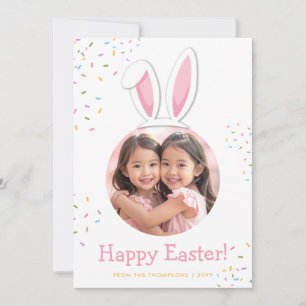Bunny Ears And Colourful Sprinkles Easter Photo Card