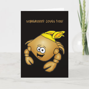 Bunny ears crabby easter crab card