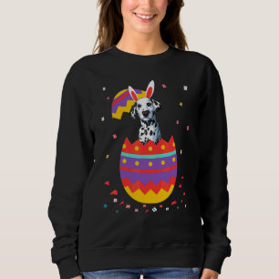 Bunny Ears Eggs Costume Easter Day Graphic Dalmati Sweatshirt