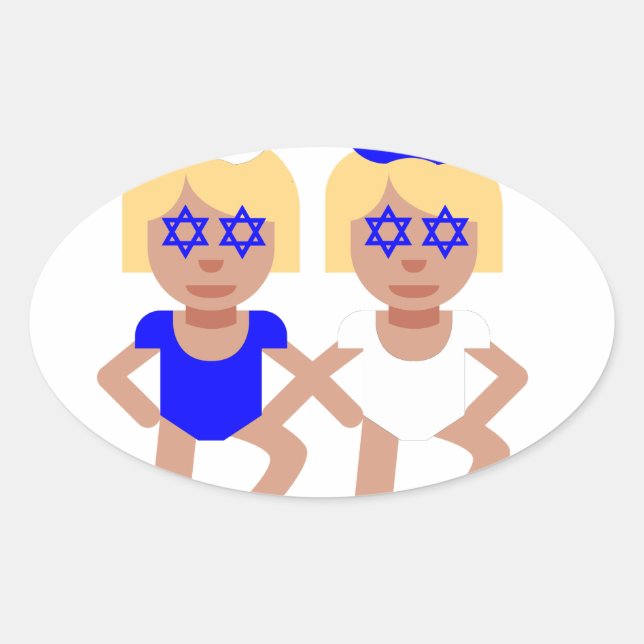 bunny ears hanukkah oval sticker (Front)