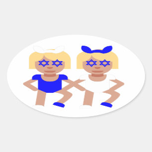 bunny ears hanukkah oval sticker