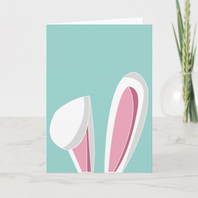Bunny Ears Hoppy Easter Holiday Card (Front)