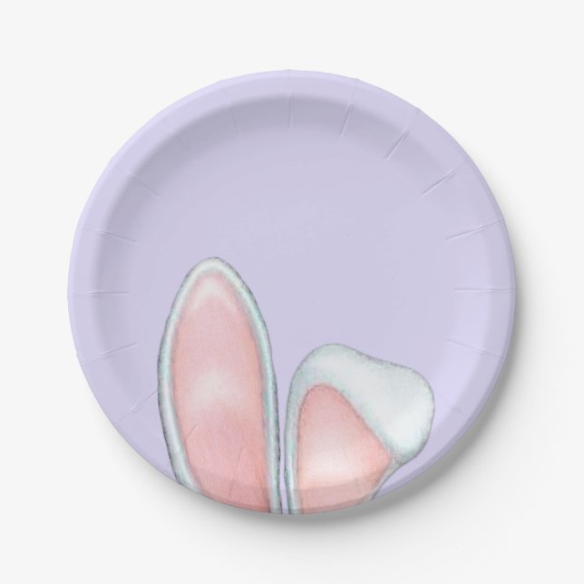 Bunny Ears Lavender Paper Plate (Front)