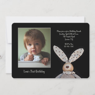 Bunny Ears Photo Birthday Party Invitation