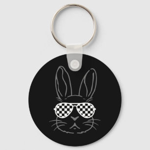 Bunny Ears Retro Sungles Funny Easter Race Car Che Key Ring