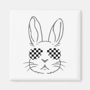 Bunny Ears Retro Sungles Funny Easter Race Car Che Magnet