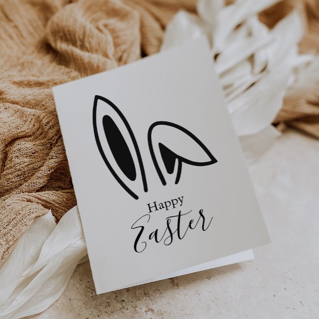 Bunny Ears Silhouette Calligraphy Happy Easter  Holiday Card (Creator Uploaded)