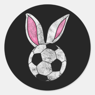 Bunny Ears Soccer Happy Easter Boys Girls  Classic Round Sticker