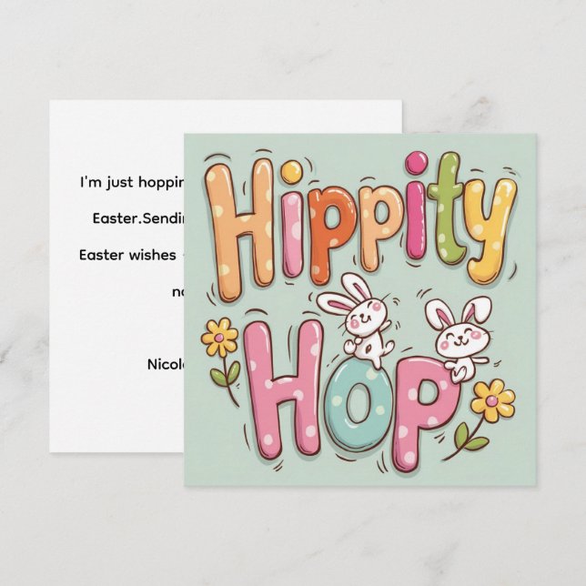 Bunny Easter Card , Personalised Easter funnyBunny (Front/Back)