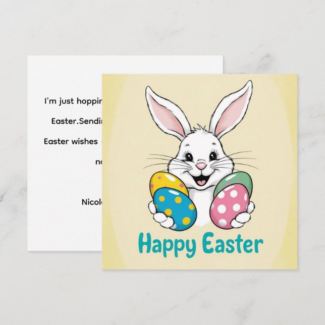 Bunny Easter Card , Personalised Easter funnyBunny (Front/Back)